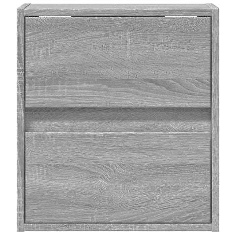 vidaXL Wall-mounted Bedside Cabinet with LED Lights Grey Sonoma