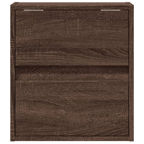 vidaXL Wall-mounted Bedside Cabinet with LED Lights Brown Oak
