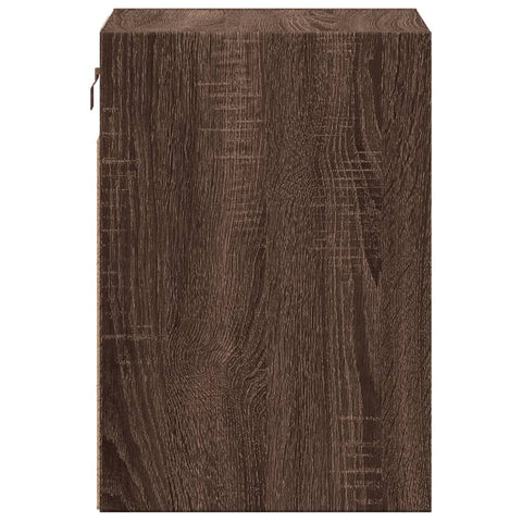 vidaXL Wall-mounted Bedside Cabinet with LED Lights Brown Oak
