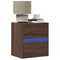 vidaXL Wall-mounted Bedside Cabinet with LED Lights Brown Oak
