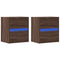 vidaXL Wall-mounted Bedside Cabinets with LED Lights 2 pcs Brown Oak