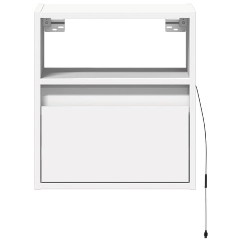 vidaXL Wall-mounted Bedside Cabinets with LED Lights 2 pcs White