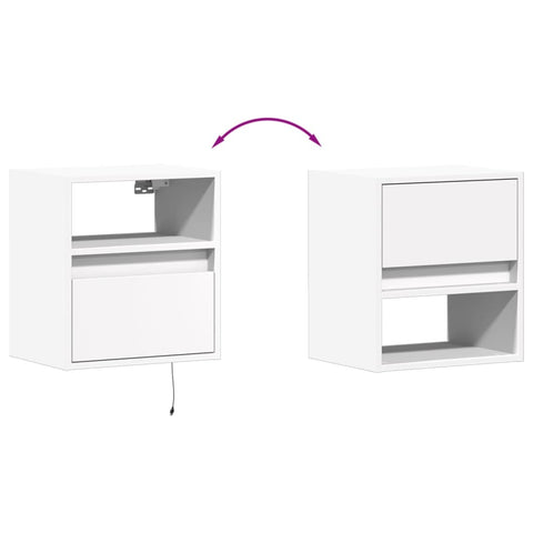 vidaXL Wall-mounted Bedside Cabinets with LED Lights 2 pcs White