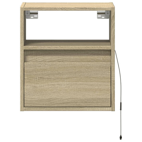 vidaXL Wall-mounted Bedside Cabinet with LED Lights Sonoma Oak