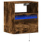 vidaXL Wall-mounted Bedside Cabinet with LED Lights Smoked Oak