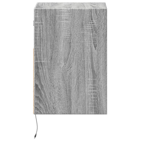 vidaXL Wall-mounted Bedside Cabinet with LED Lights Grey Sonoma