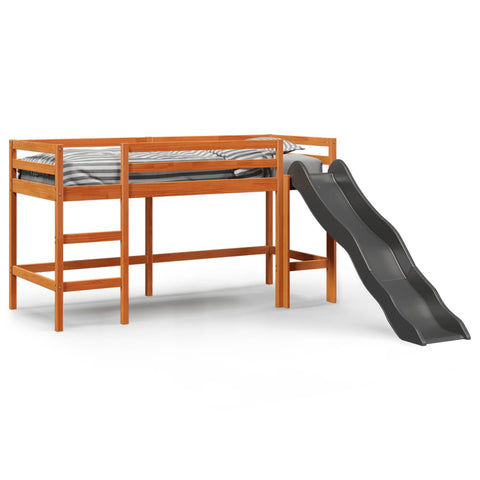 vidaXL Kids' Loft Bed without Mattress Wax Brown 90x200 cm Solid Wood Pine