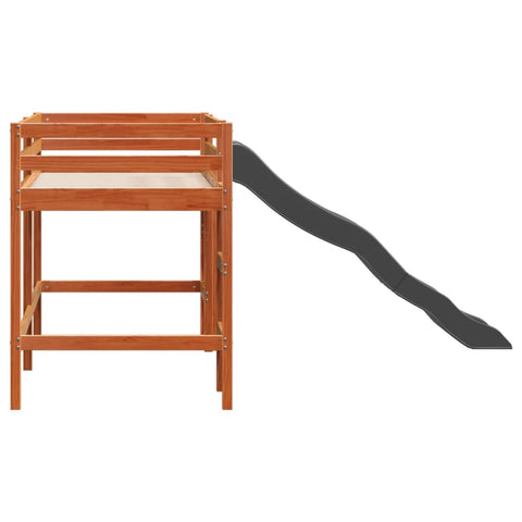 vidaXL Kids' Loft Bed without Mattress Wax Brown 90x200 cm Solid Wood Pine