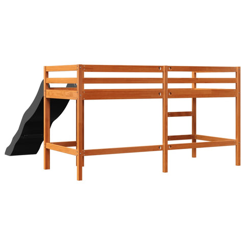 vidaXL Kids' Loft Bed without Mattress Wax Brown 90x200 cm Solid Wood Pine