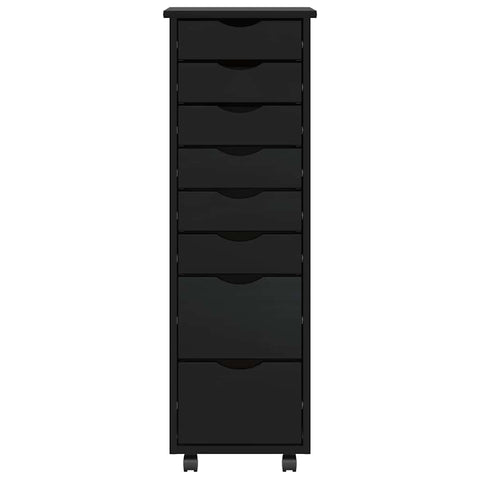 vidaXL Rolling Cabinet with Drawers MOSS Black Solid Wood Pine