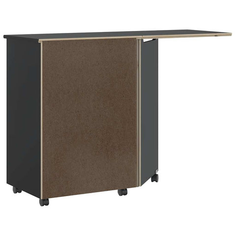 vidaXL Rolling Cabinet with Desk MOSS Black Solid Wood Pine