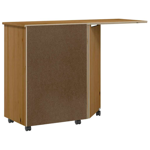 vidaXL Rolling Cabinet with Desk MOSS Honey Brown Solid Wood Pine