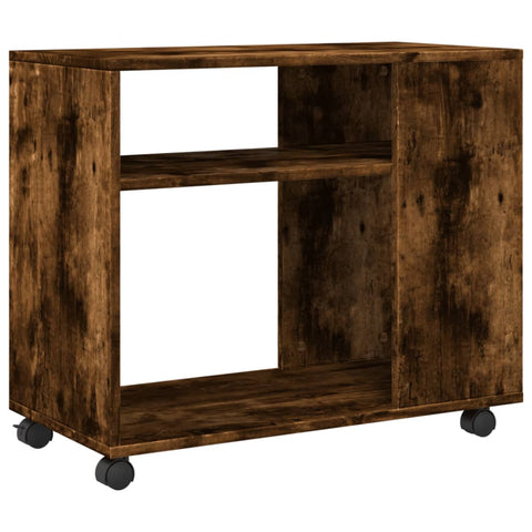 vidaXL Side Table with Wheels Smoked Oak 70x35x60 cm Engineered Wood