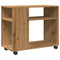 vidaXL Side Table with Wheels Artisian Oak 70x35x60 cm Engineered Wood