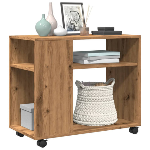 vidaXL Side Table with Wheels Artisian Oak 70x35x60 cm Engineered Wood