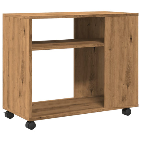 vidaXL Side Table with Wheels Artisian Oak 70x35x60 cm Engineered Wood