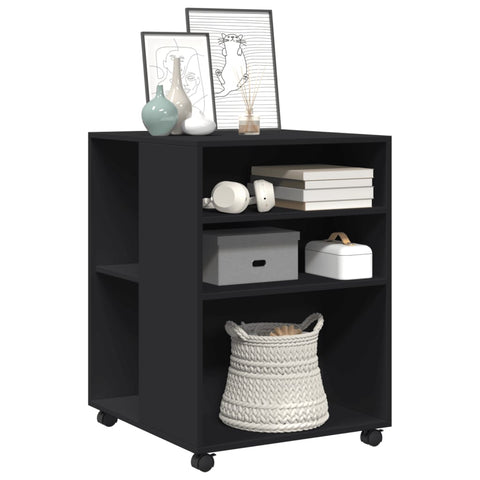 vidaXL Side Table with Wheels Black 55x60x78 cm Engineered Wood