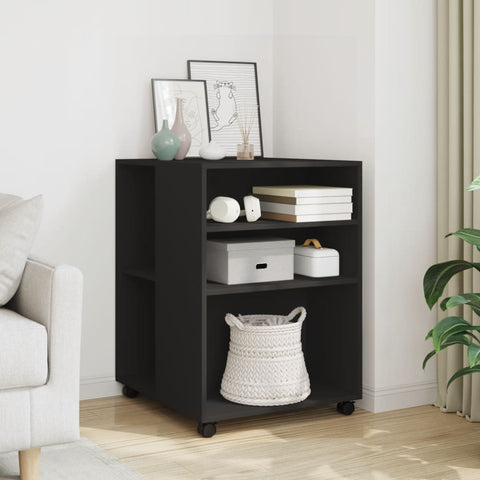 vidaXL Side Table with Wheels Black 55x60x78 cm Engineered Wood