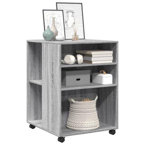 vidaXL Side Table with Wheels Grey Sonoma 55x60x78 cm Engineered Wood