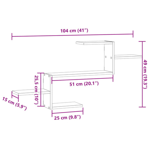 vidaXL Wall Shelf Black 104x15x49 cm Engineered Wood