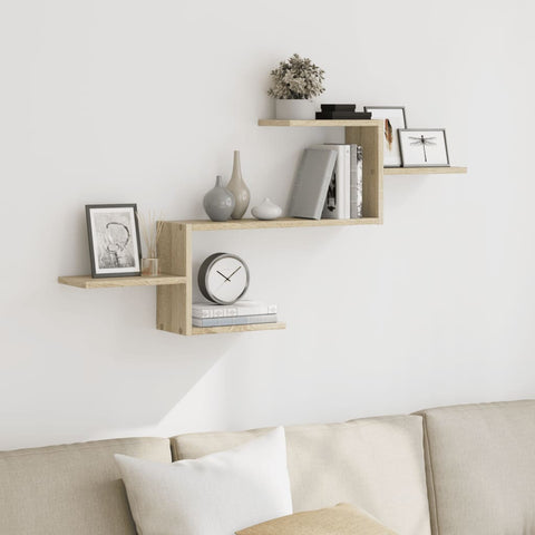 vidaXL Wall Shelf Sonoma Oak 104x15x49 cm Engineered Wood
