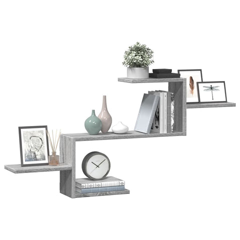 vidaXL Wall Shelf Grey Sonoma 104x15x49 cm Engineered Wood