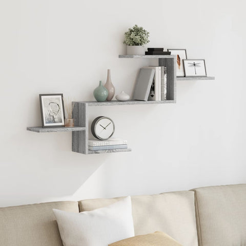 vidaXL Wall Shelf Grey Sonoma 104x15x49 cm Engineered Wood