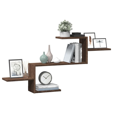vidaXL Wall Shelf Brown Oak 104x15x49 cm Engineered Wood