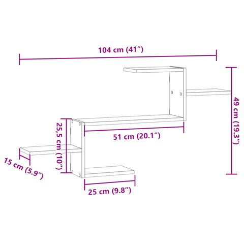 vidaXL Wall Shelf Old Wood 104x15x49 cm Engineered Wood
