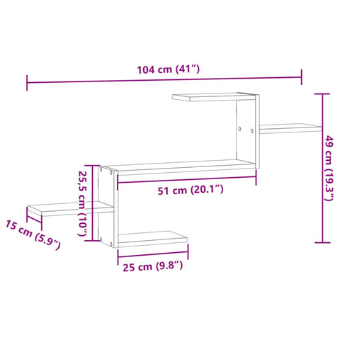 vidaXL Wall Shelf Artisian Oak 104x15x49 cm Engineered Wood