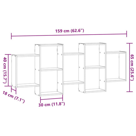 vidaXL Wall Shelf White 159x18x65 cm Engineered Wood