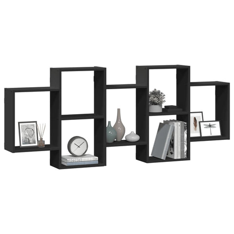 vidaXL Wall Shelf Black 159x18x65 cm Engineered Wood