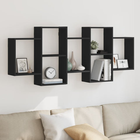 vidaXL Wall Shelf Black 159x18x65 cm Engineered Wood