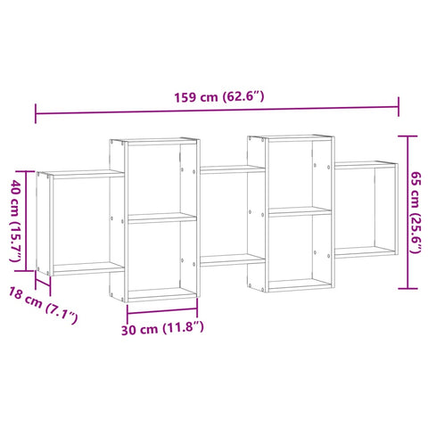 vidaXL Wall Shelf Concrete Grey 159x18x65 cm Engineered Wood