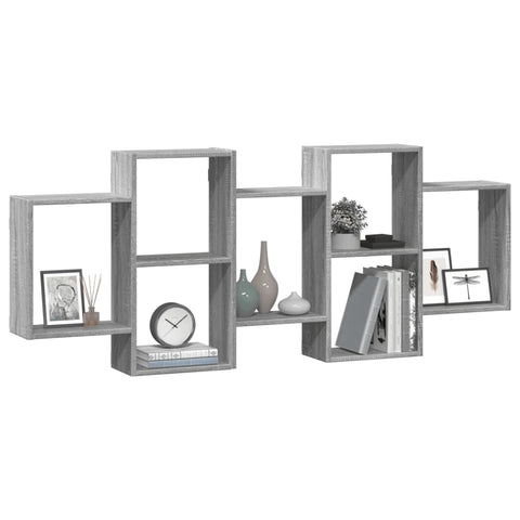 vidaXL Wall Shelf Grey Sonoma 159x18x65 cm Engineered Wood