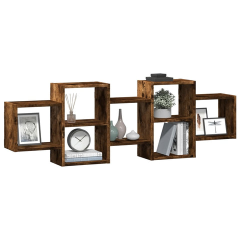vidaXL Wall Shelf Smoked Oak 129x18x42 cm Engineered Wood