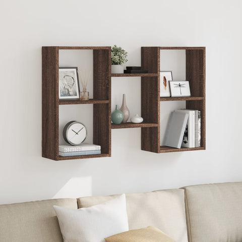 vidaXL Wall Shelf Brown Oak 96x18x60 cm Engineered Wood