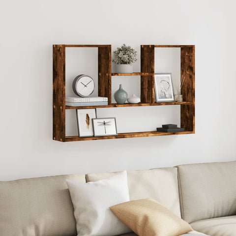 vidaXL Wall Shelf Smoked Oak 99x15x60 cm Engineered Wood