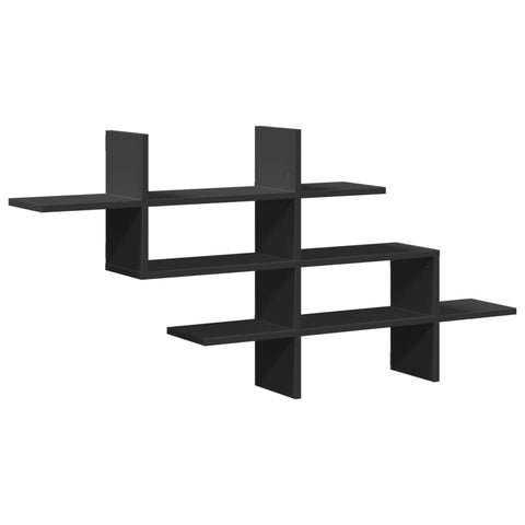 vidaXL Wall Shelf Black 124.5x18x60.5 cm Engineered Wood