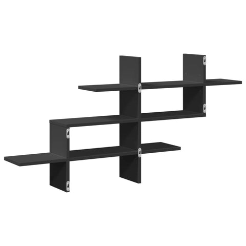 vidaXL Wall Shelf Black 124.5x18x60.5 cm Engineered Wood