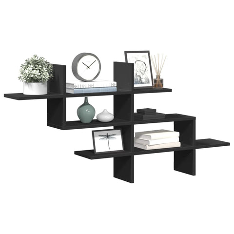 vidaXL Wall Shelf Black 124.5x18x60.5 cm Engineered Wood