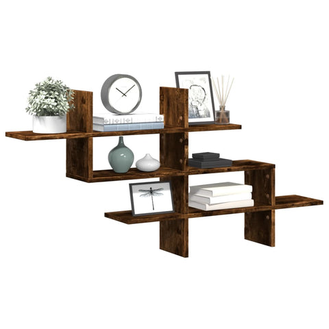 vidaXL Wall Shelf Smoked Oak 124.5x18x60.5 cm Engineered Wood