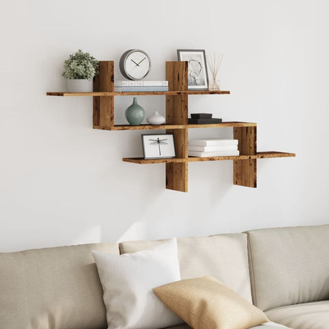 vidaXL Wall Shelf Old Wood 124.5x18x60.5 cm Engineered Wood