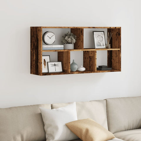 vidaXL Wall Shelf Old Wood 100x25x50 cm Engineered Wood