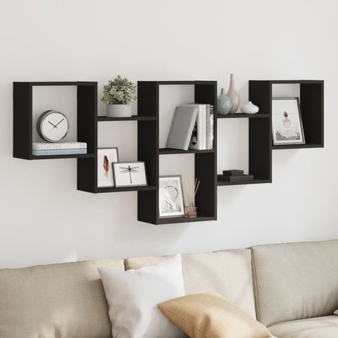 vidaXL Wall Shelf Black 159x18x66 cm Engineered Wood