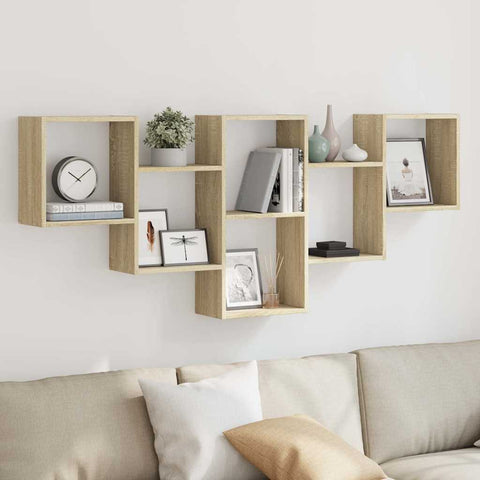 vidaXL Wall Shelf Sonoma Oak 159x18x66 cm Engineered Wood