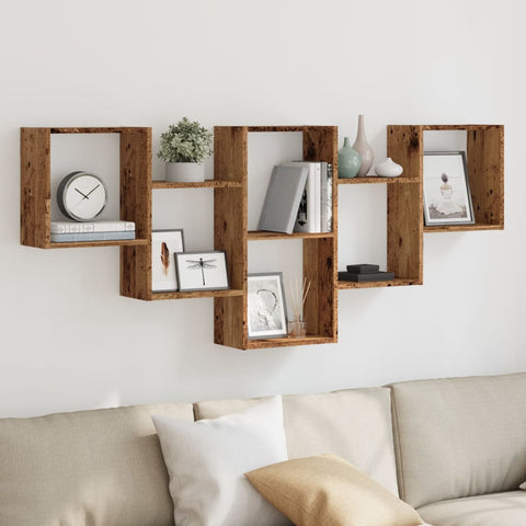 vidaXL Wall Shelf Old Wood 159x18x66 cm Engineered Wood