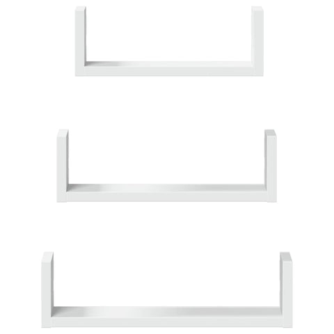 vidaXL Wall Shelf 3 pcs White Engineered Wood