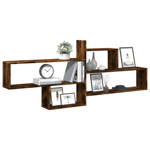 vidaXL Wall Shelf Smoked Oak 167.5x18x68 cm Engineered Wood