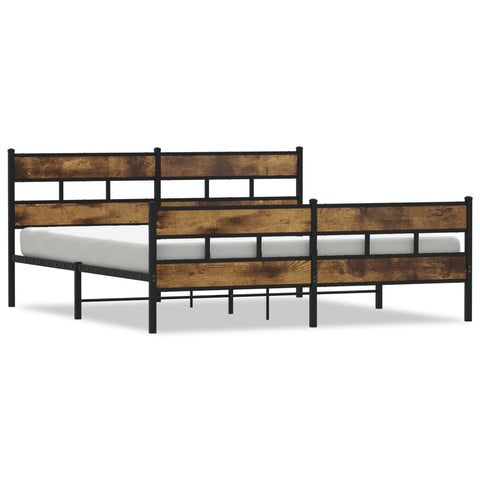 vidaXL Metal Bed Frame without Mattress Smoked Oak 183x213 cm